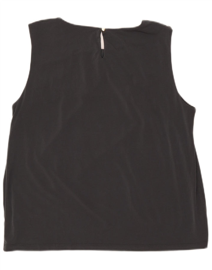 Calvin Klein Womens Sleeveless Crop Blouse Top UK 18 XL Grey Polyester