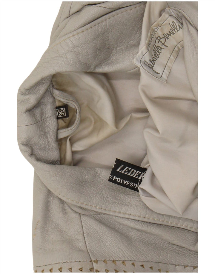 GABRIELLA BENELLI Womens Oversized Jacket EU 36 Small Grey Leather