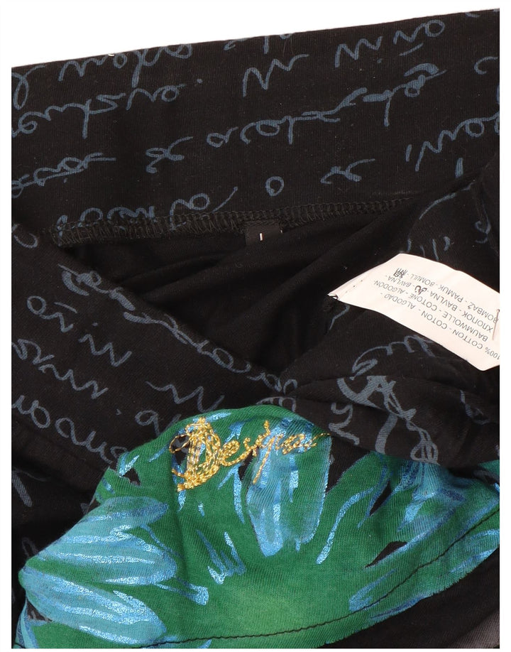 Desigual Womens A-Line Skirt Large W32 Black Floral Cotton