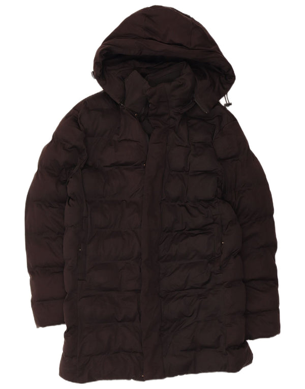 Zara Mens Hooded Padded Jacket UK 36 Small Black Polyester