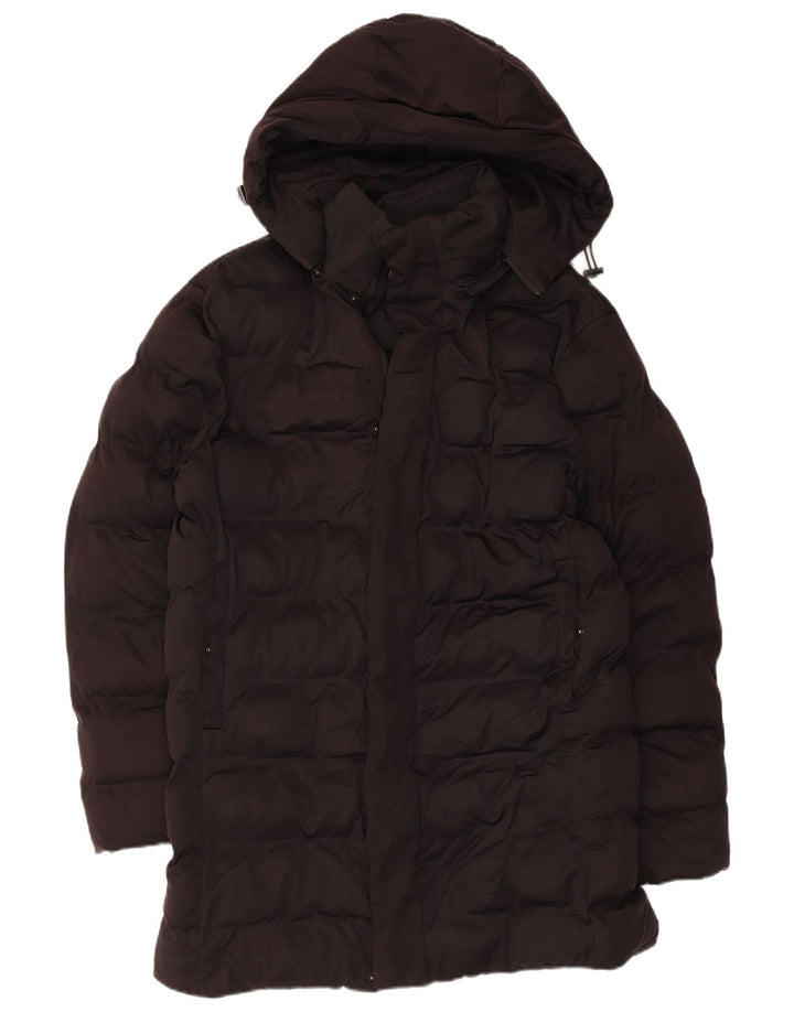 Zara Mens Hooded Padded Jacket UK 36 Small Black Polyester