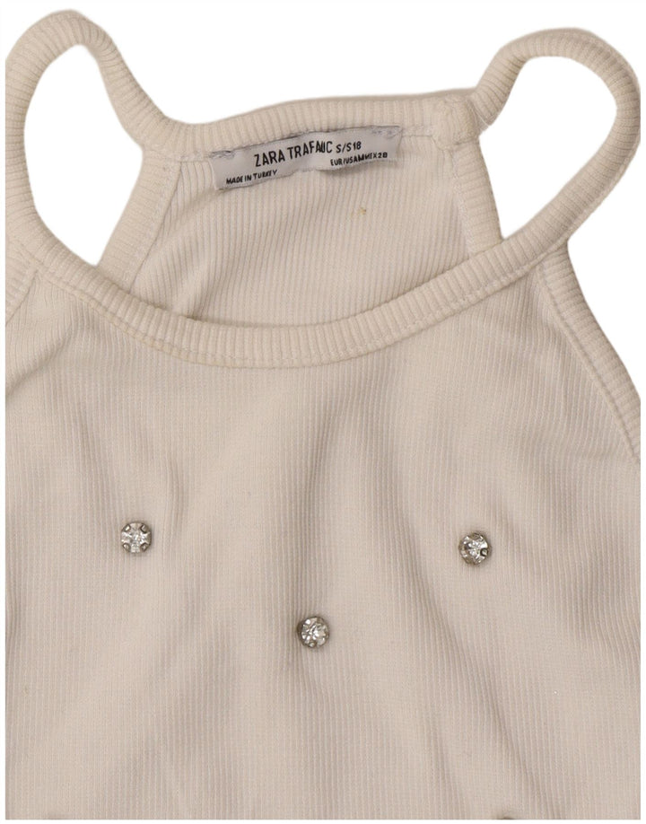 Zara Womens Crop Halter Top UK 8 Small White