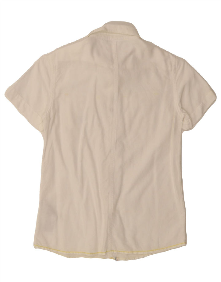 GUESS Womens Short Sleeve Shirt UK 12 Medium  White Cotton Vintage Guess and Second-Hand Guess from Messina Hembry 