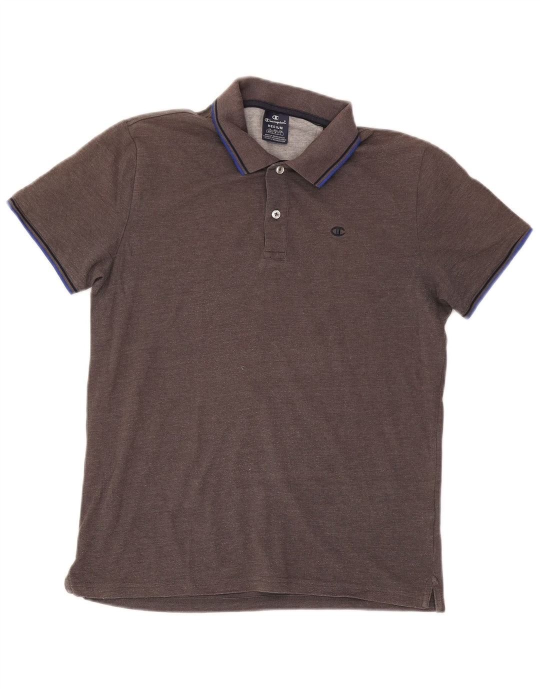 Champion Mens Polo Shirt Medium Grey Striped Cotton