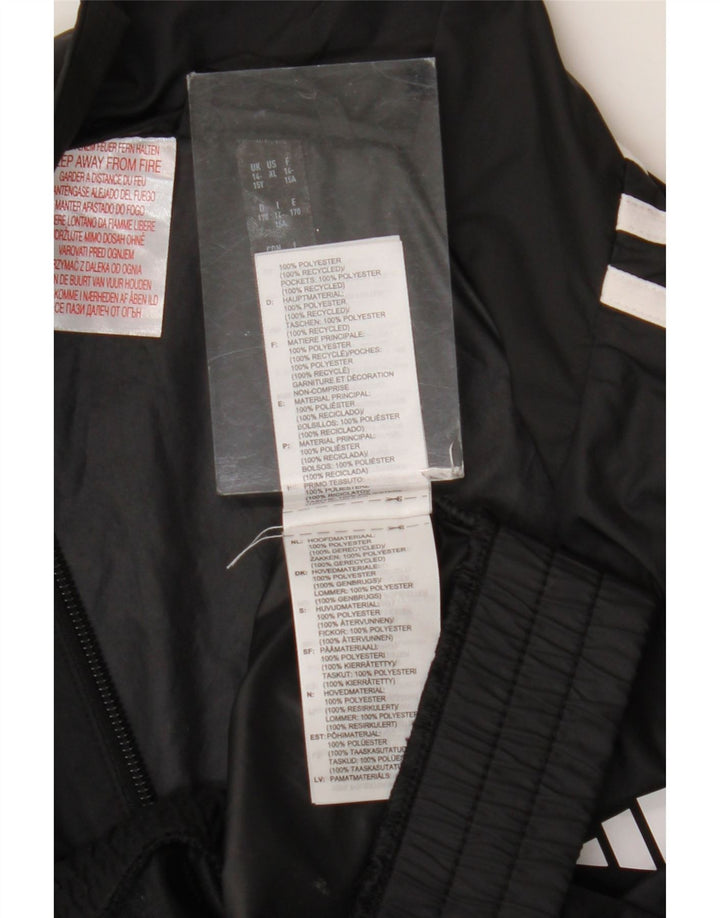 Adidas Girls Tracksuit Top Jacket 14-15 Years Black Polyester