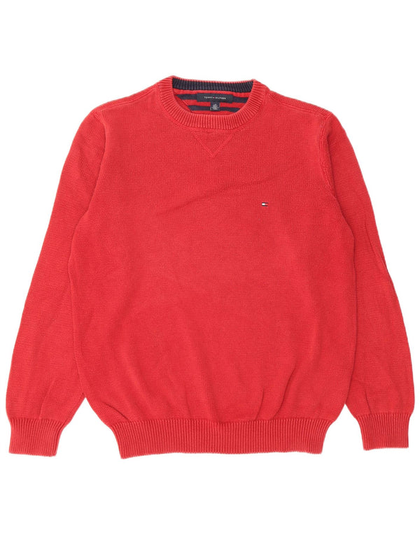 Tommy Hilfiger Mens Crew Neck Jumper Sweater Large Red Cotton