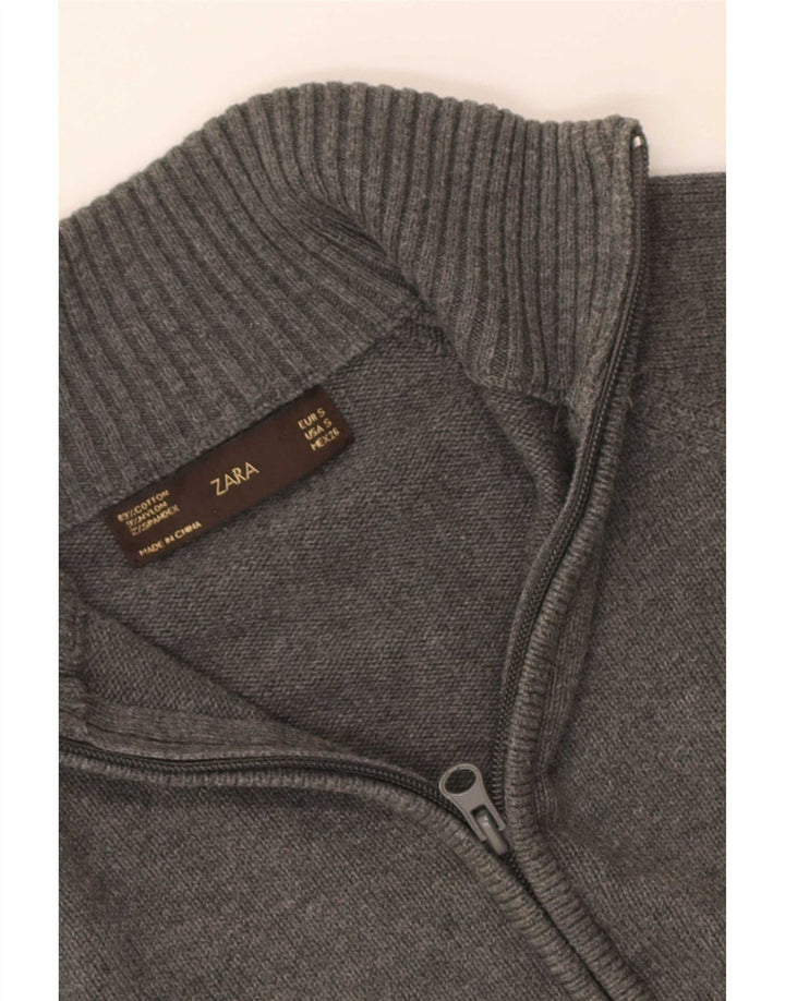 Zara Womens Cardigan Sweater UK 8 Small Grey Cotton