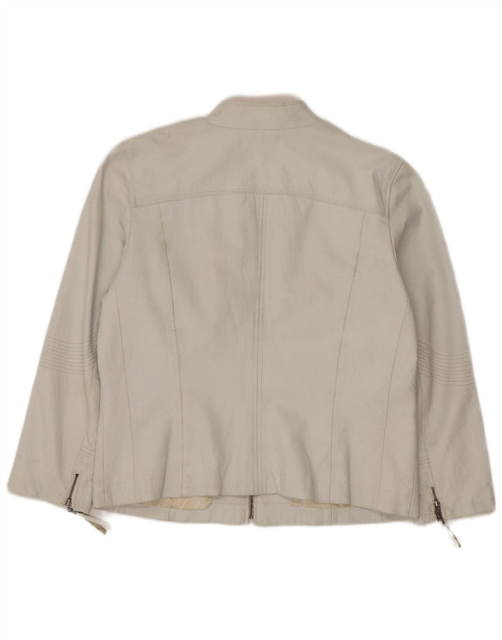 Vintage Womens Leather Jacket EU 42 Large White Leather