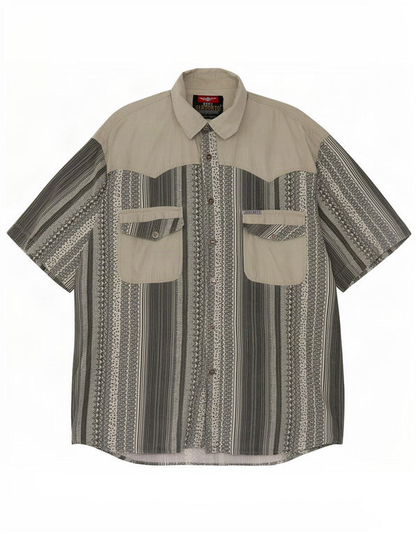 Santoryo Mens Short Sleeve Shirt XL Green Geometric