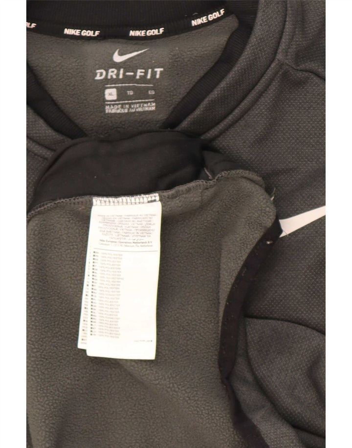 Nike Mens Dri Fit Zip Neck Pullover Tracksuit Top XL Grey Polyester