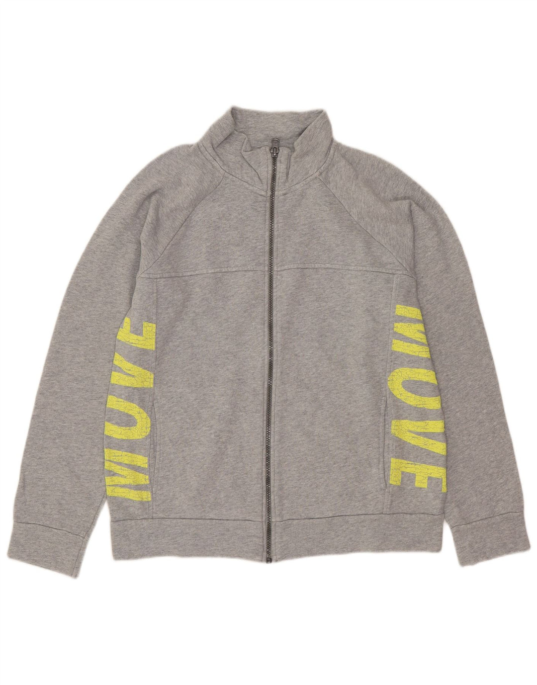 Benetton Boys Graphic Tracksuit Top Jacket 11-12 Years 2XL Grey Flecked