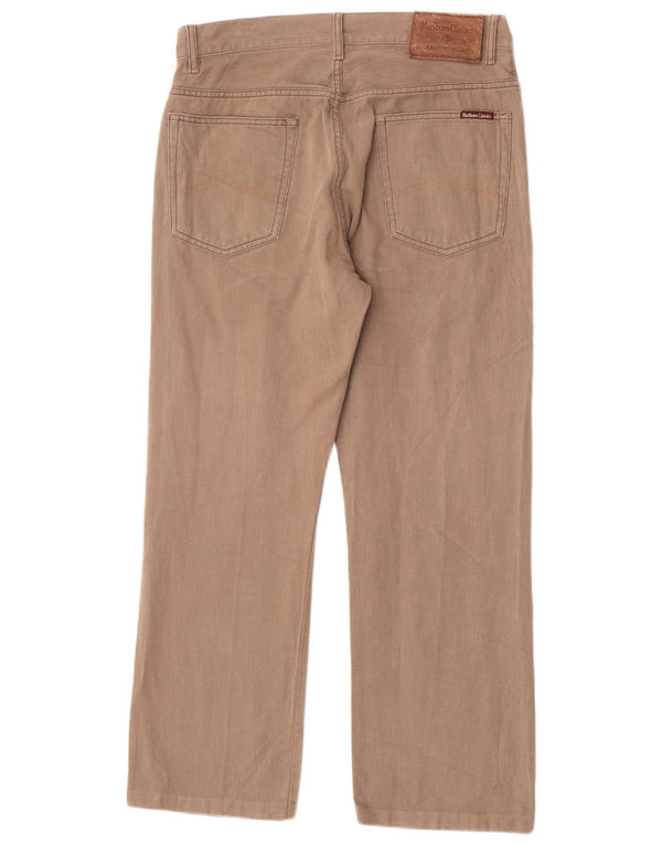 Marlboro Classics Mens Straight Casual Trousers W34 L29 Brown Cotton