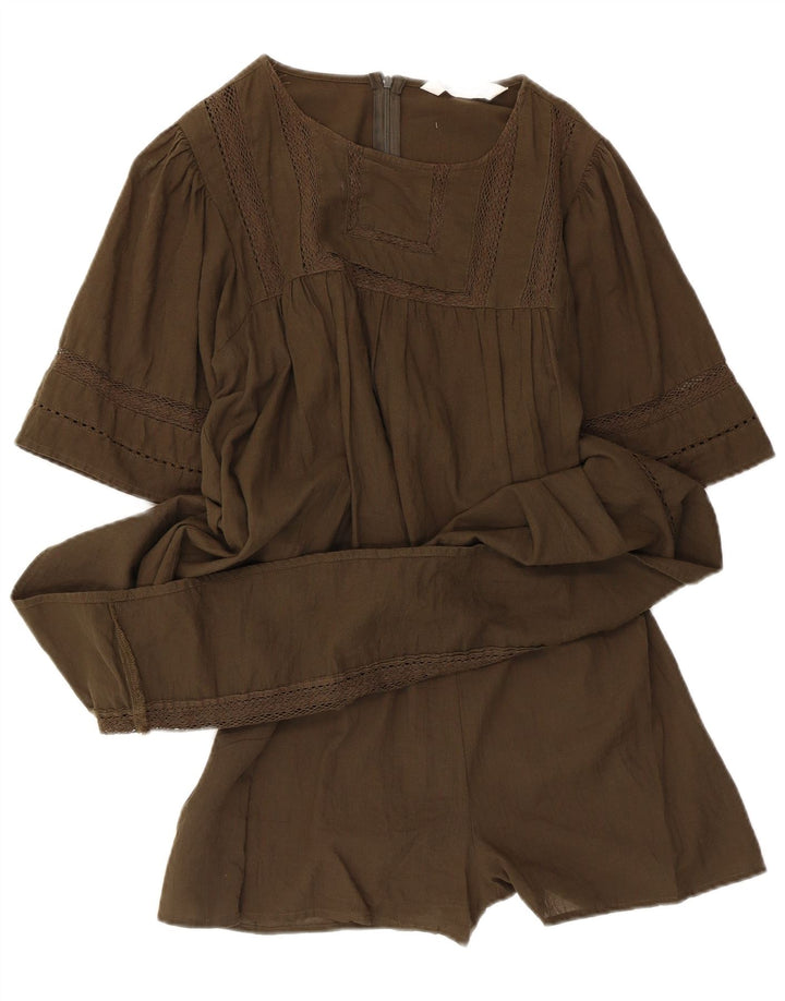Zara Womens Playsuit UK 14 Medium Khaki
