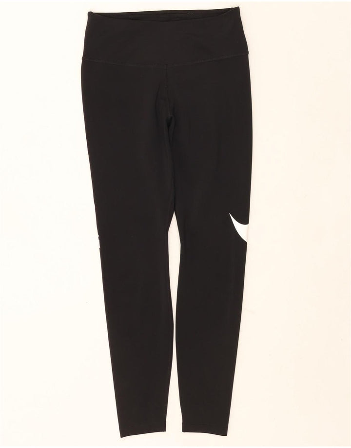 Nike Womens Dri Fit Graphic Crop Leggings UK 8 Small  Black Polyester