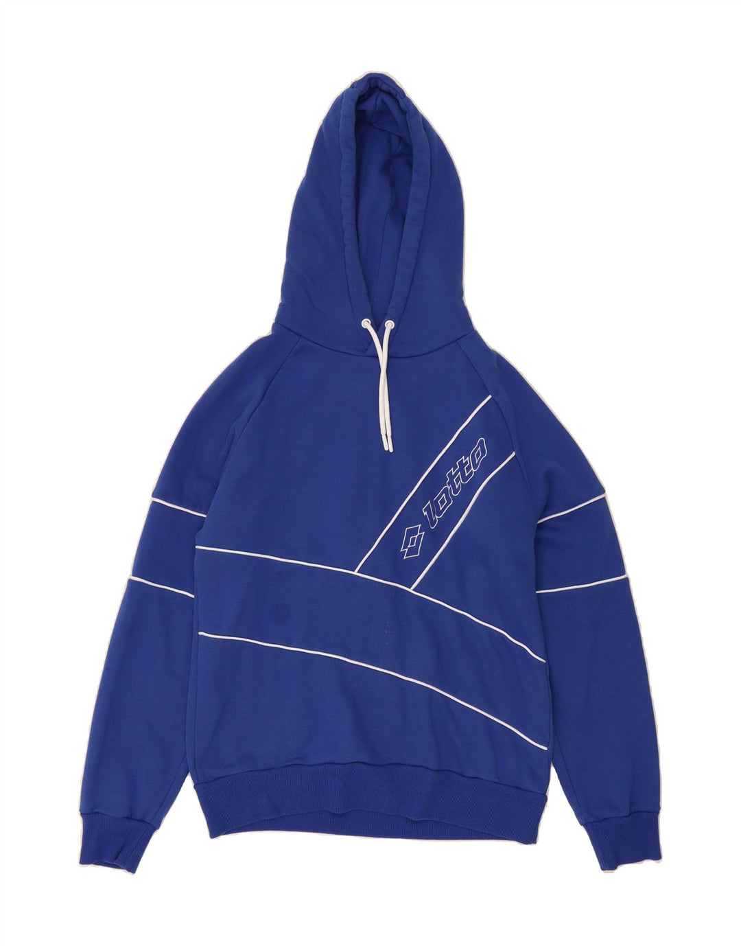 LOTTO Mens Graphic Hoodie Jumper Large Blue Cotton Vintage Lotto and Second-Hand Lotto from Messina Hembry 