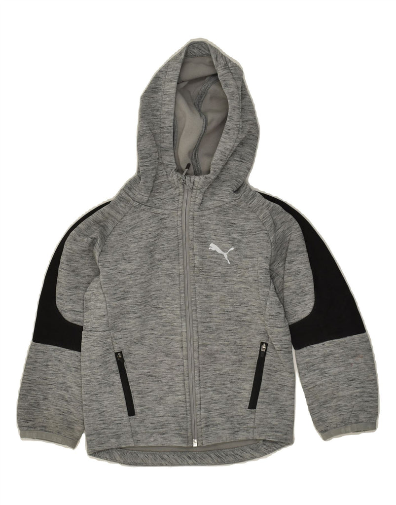 PUMA Boys Graphic Zip Hoodie Sweater 5-6 Years Grey Flecked | Vintage Puma | Thrift | Second-Hand Puma | Used Clothing | Messina Hembry 