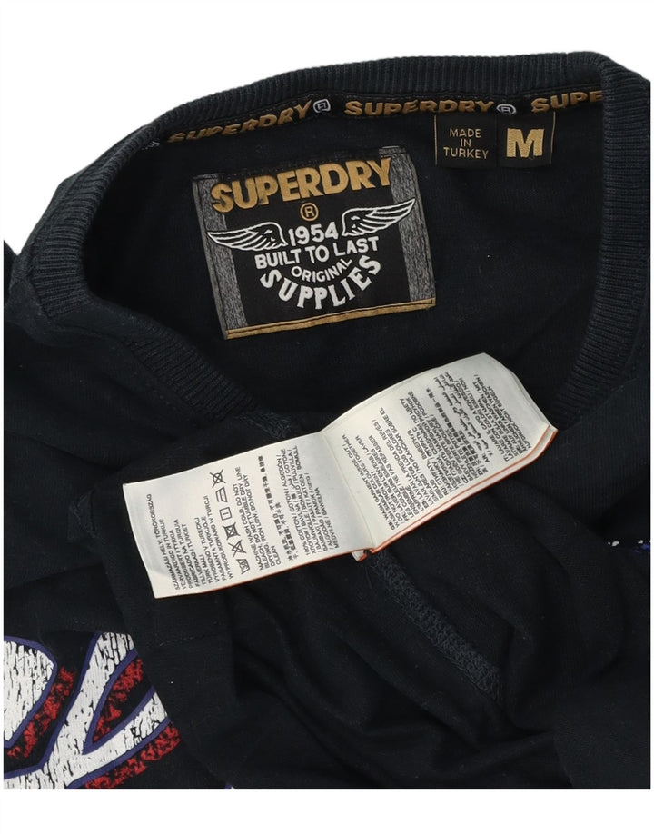 Superdry Mens Graphic T-Shirt Top Medium Navy Blue Cotton
