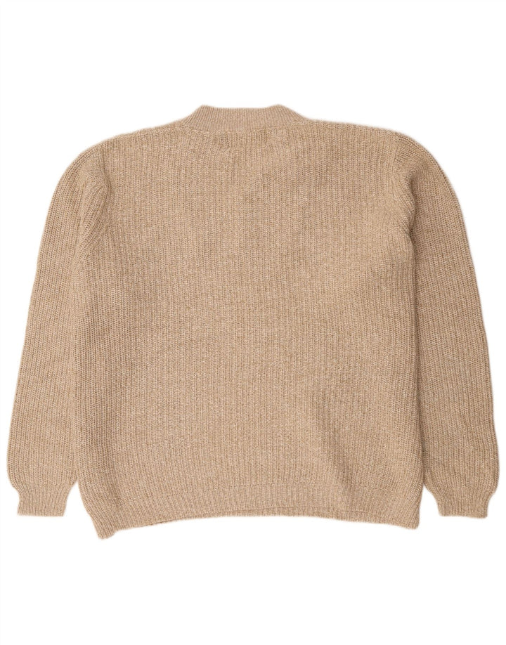 Eddie Bauer Mens Tall Button Neck Jumper Sweater XL Beige Cotton