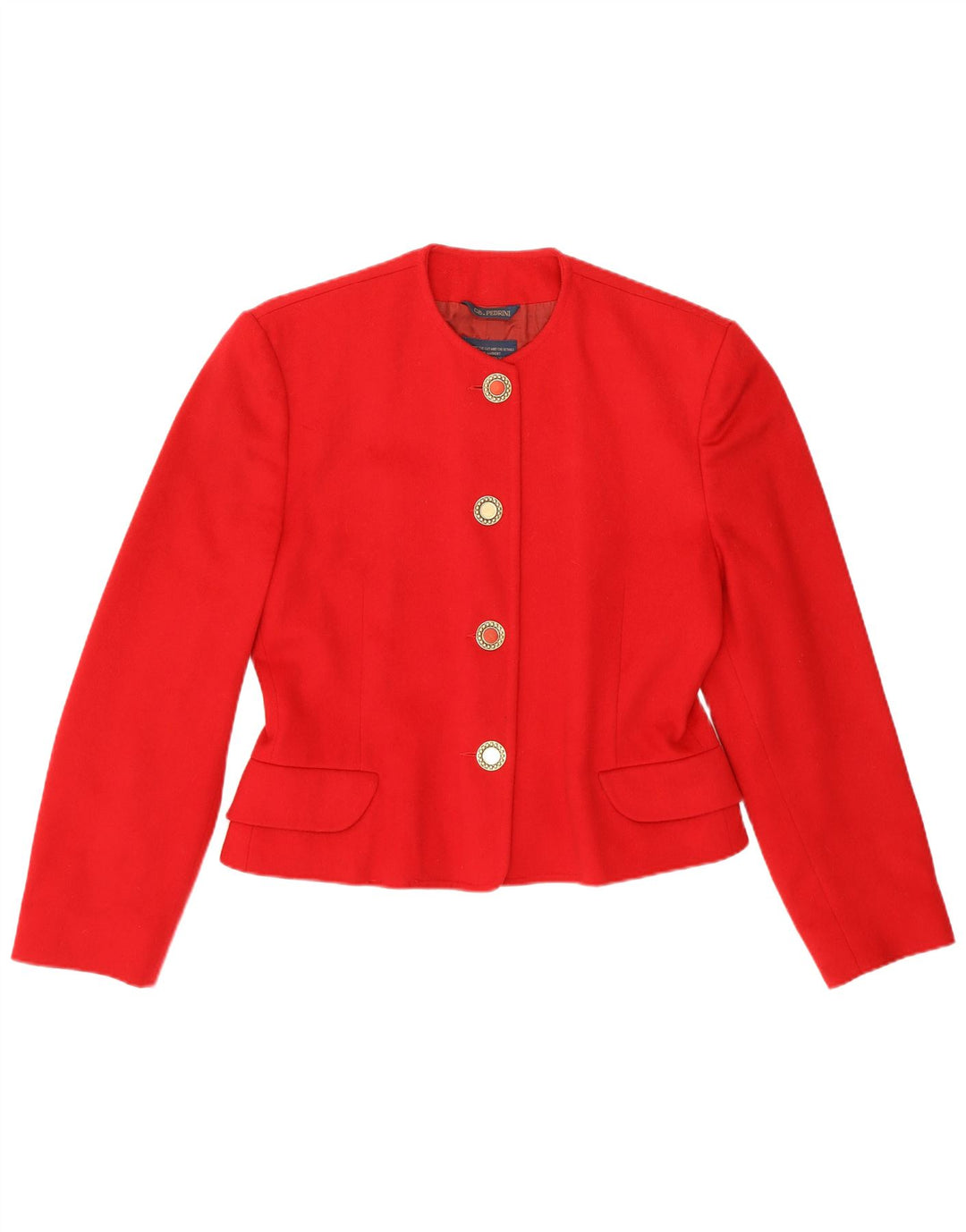 GB.PEDRINI Womens 4 Button Blazer Jacket UK 12 Medium Red