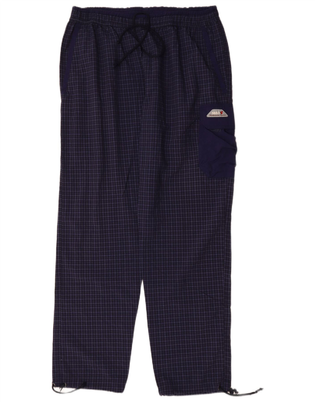 Bailo Mens Straight Cargo Trousers XL Navy Blue Check Polyamide