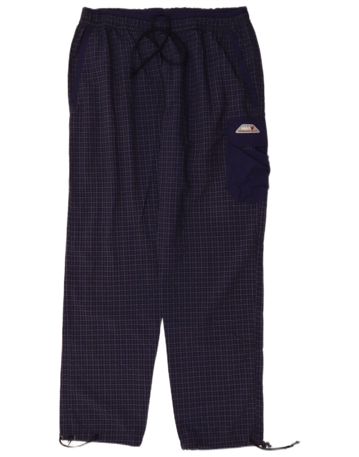 Bailo Mens Straight Cargo Trousers XL Navy Blue Check Polyamide