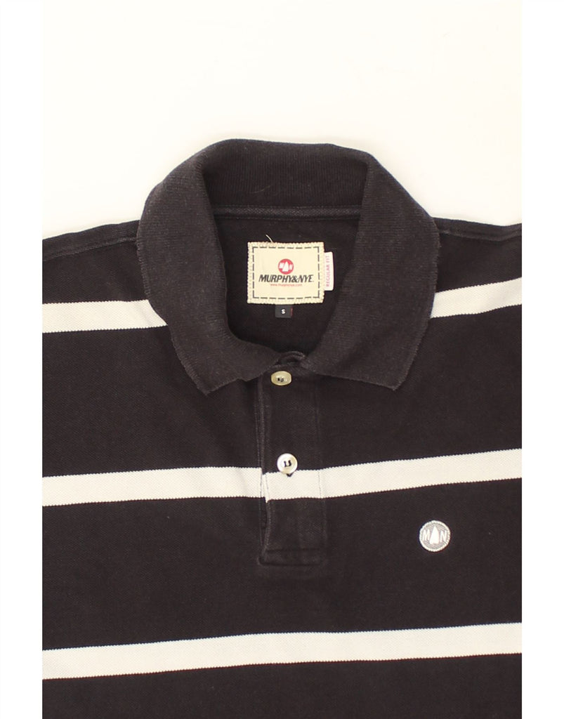 MURPHY & NYE Mens Polo Shirt Small Black Striped Cotton | Vintage Murphy & Nye | Thrift | Second-Hand Murphy & Nye | Used Clothing | Messina Hembry 