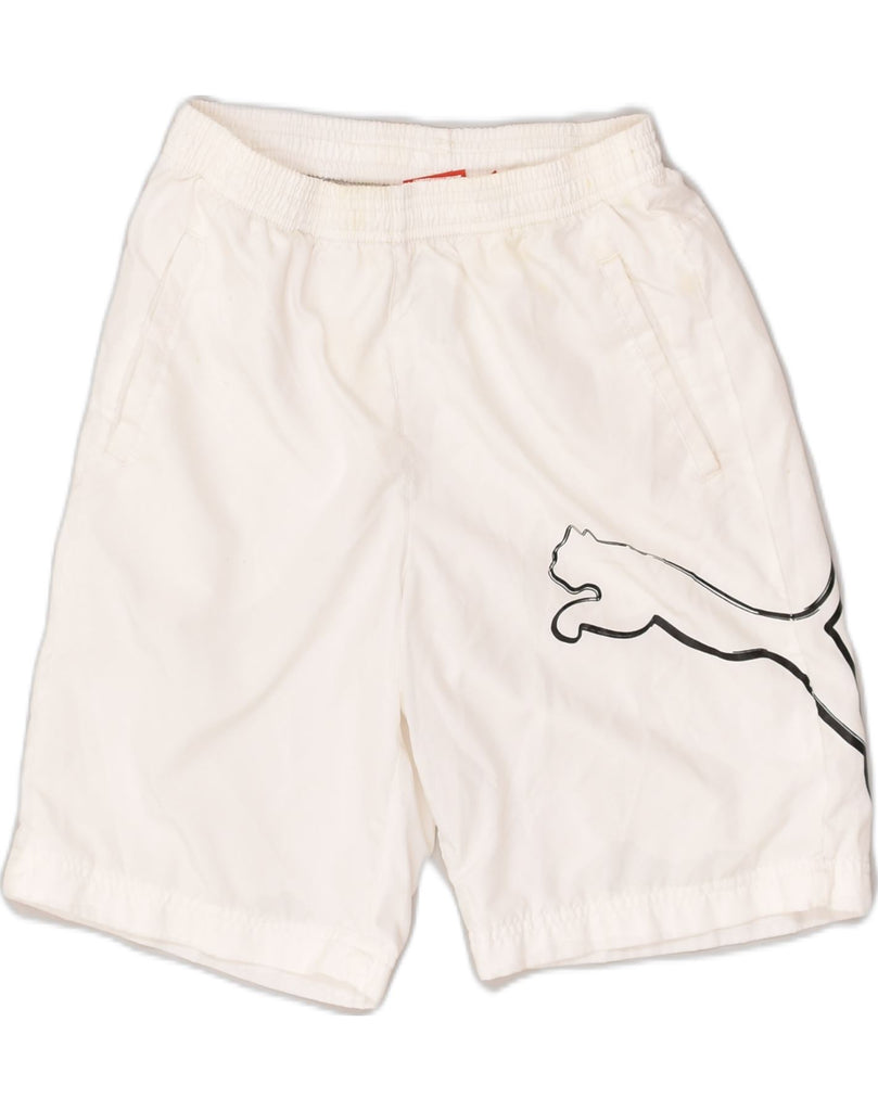 PUMA Boys Graphic Sport Shorts 11-12 Years White Polyester | Vintage Puma | Thrift | Second-Hand Puma | Used Clothing | Messina Hembry 