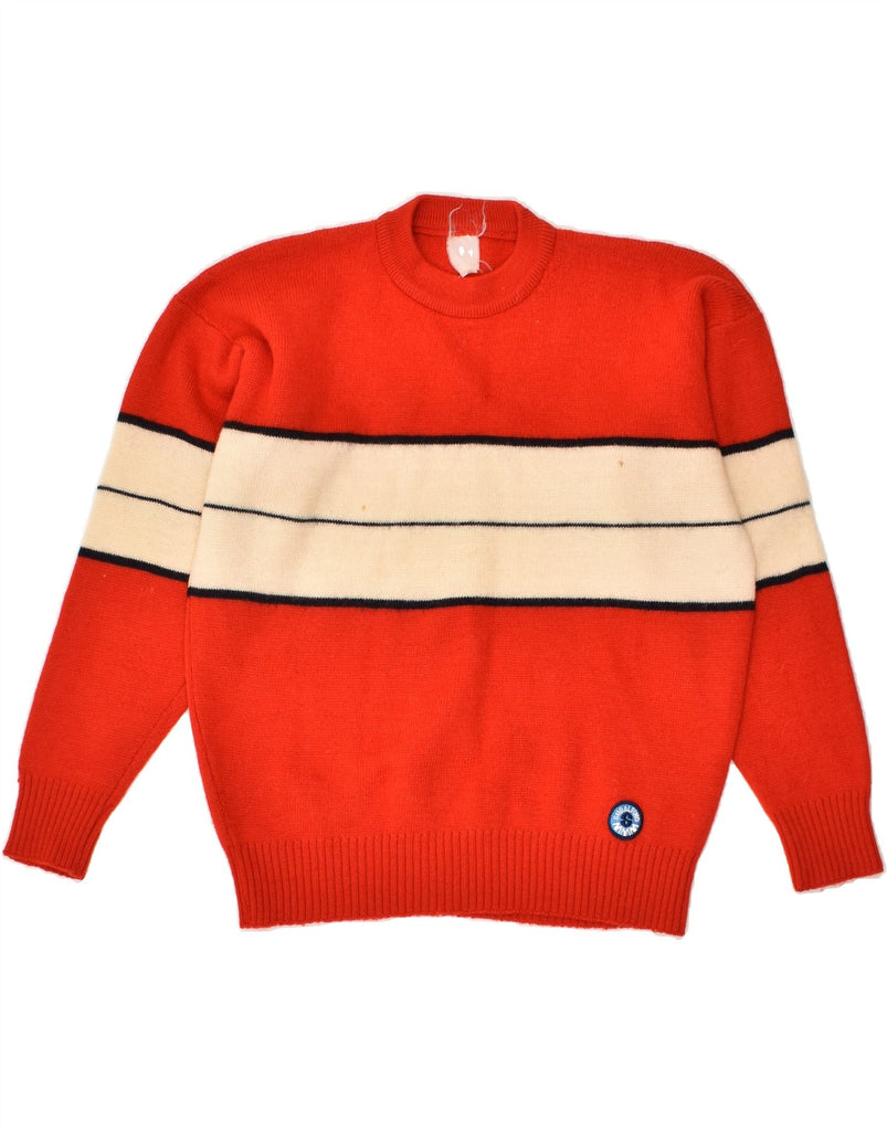 VINTAGE Womens Crew Neck Jumper Sweater UK 14 Medium Red Striped | Vintage Vintage | Thrift | Second-Hand Vintage | Used Clothing | Messina Hembry 