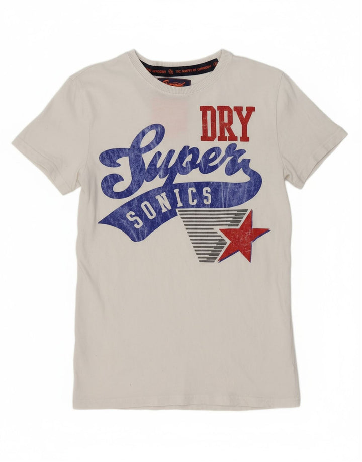SUPERDRY Mens Graphic T-Shirt Top XS White Cotton