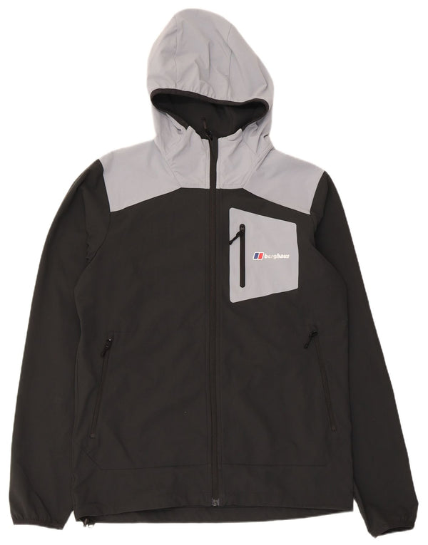 Berghaus Mens Hooded Rain Jacket Small Black Colourblock Polyester