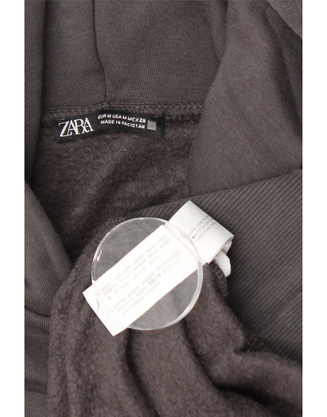 Zara Womens Oversized Hoodie Jumper UK 14 Medium Grey Cotton