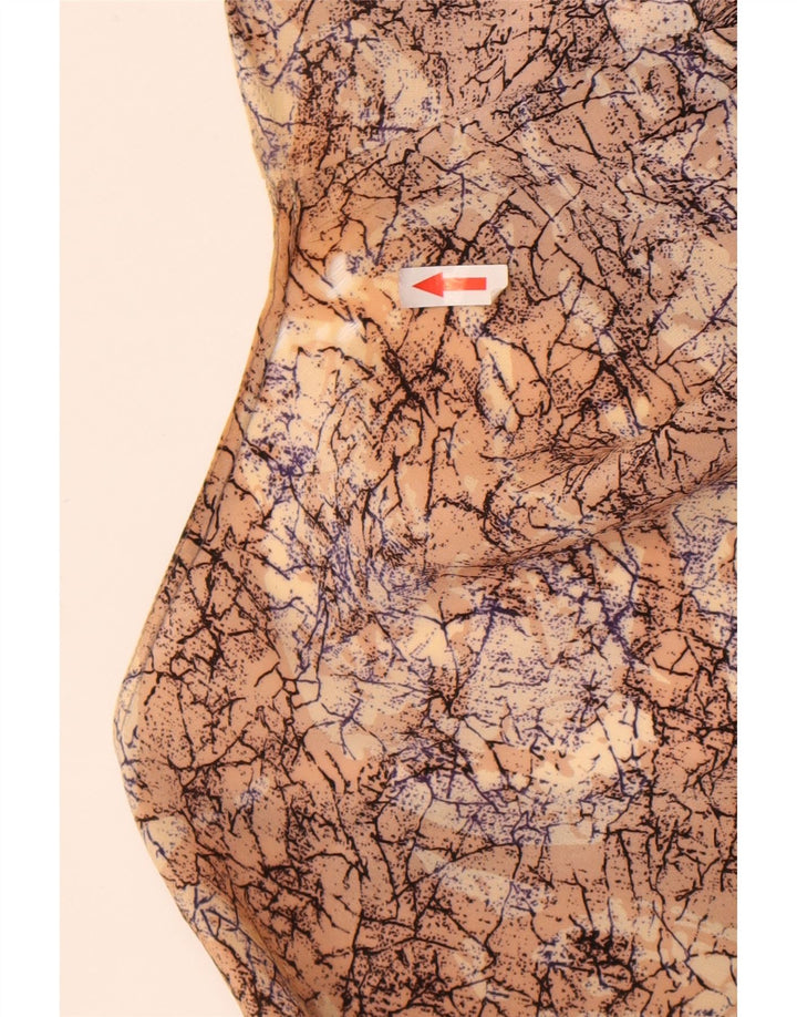 Vintage Womens Abstract Pattern Shift Dress UK 16 Large Brown