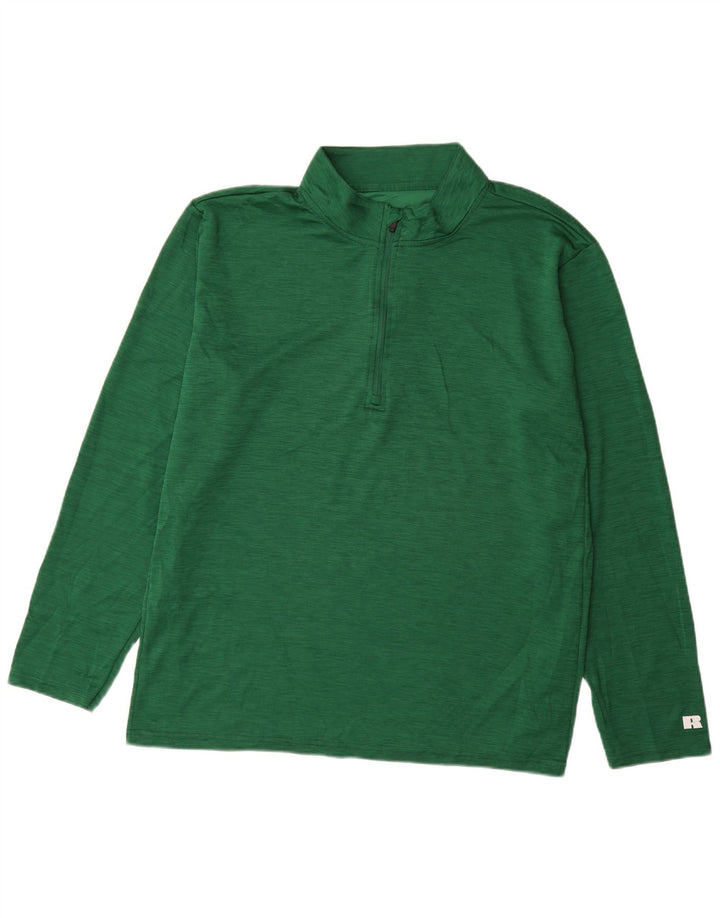 Russell Athletic Mens Zip Neck Top Long Sleeve 2XL Green
