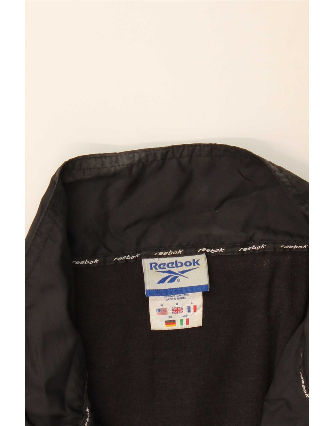 Reebok Mens Loose Fit Tracksuit Top Jacket Medium Black Colourblock