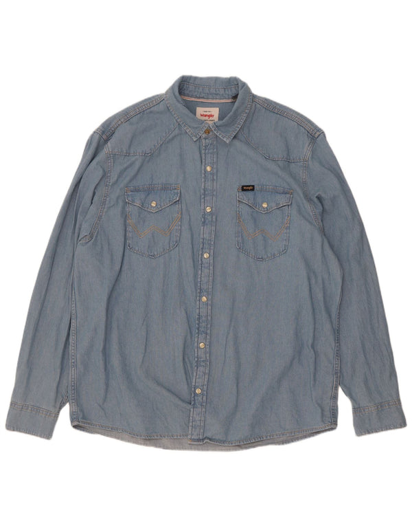 Wrangler Mens Denim Shirt XL Blue Cotton