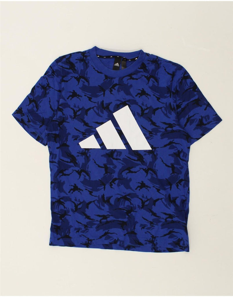 ADIDAS Mens Graphic T-Shirt Top XS Blue Camouflage Cotton | Vintage Adidas | Thrift | Second-Hand Adidas | Used Clothing | Messina Hembry 