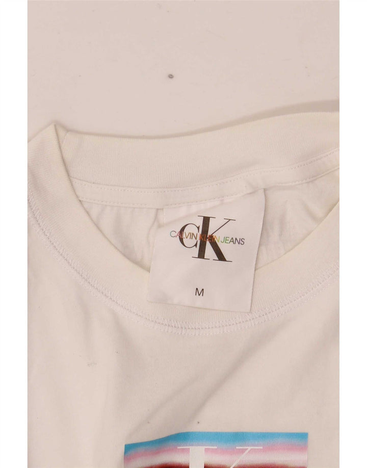 Calvin Klein Womens Crop Graphic Vest Top UK 12 Medium White
