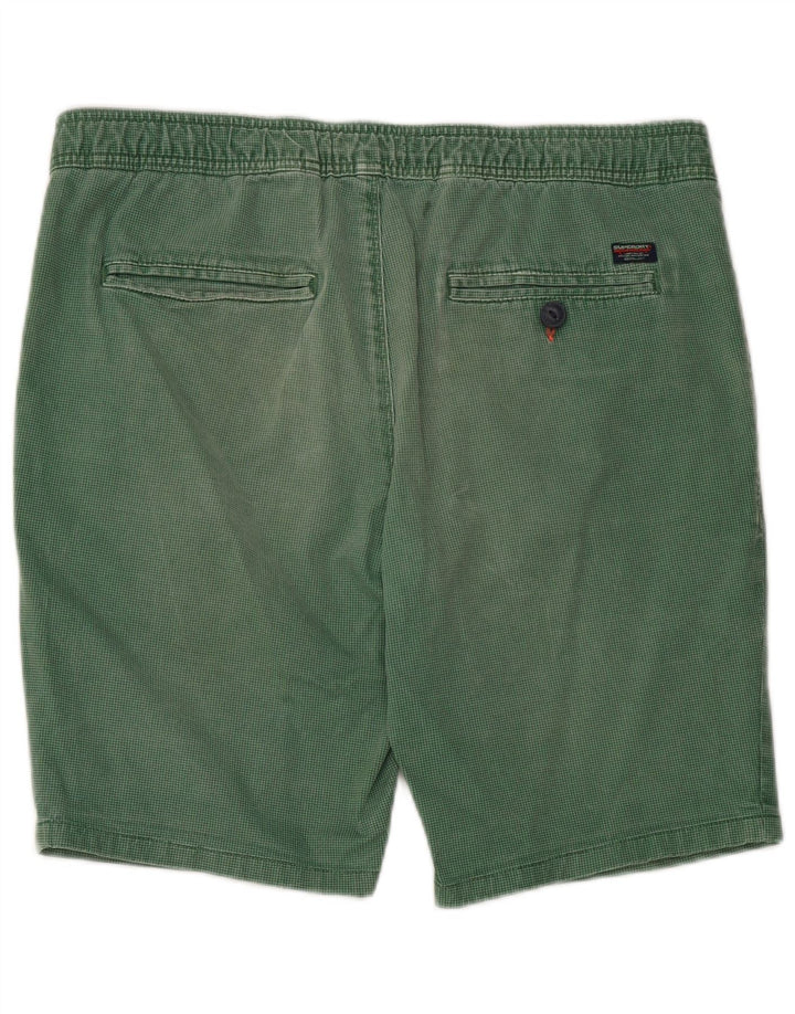 Superdry Mens Chino Shorts Large W36  Green Houndstooth Cotton