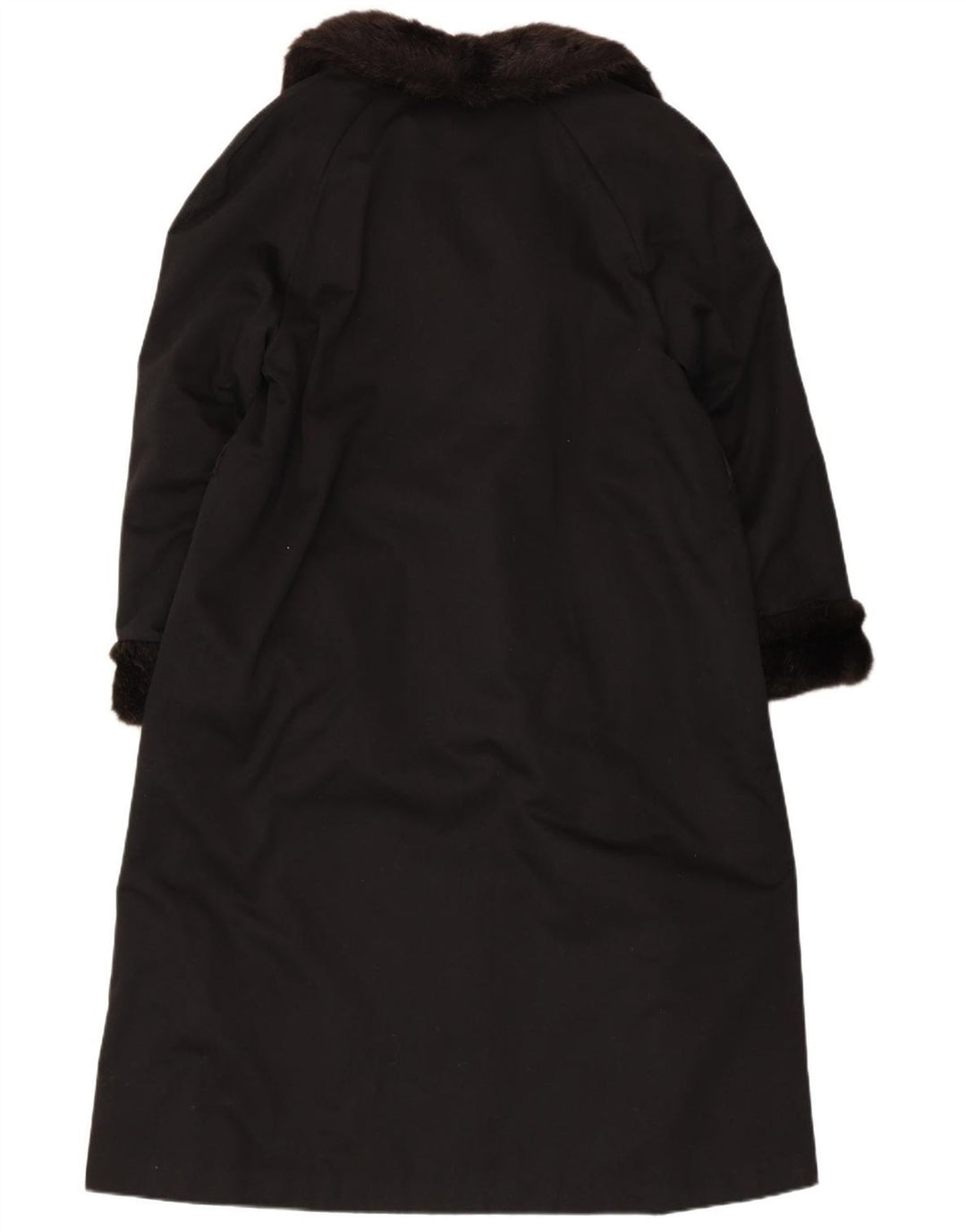 VINTAGE Womens Faux Fur Overcoat UK 12 Medium  Black Acrylic