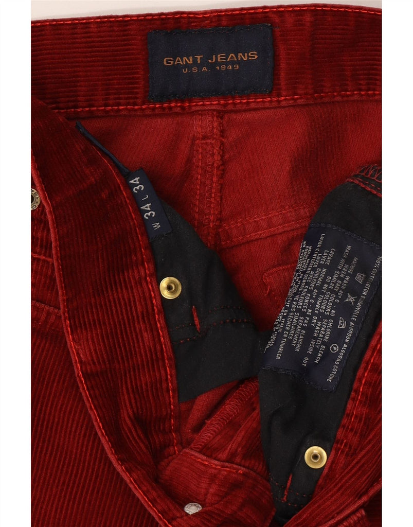 GANT Mens Straight Corduroy Trousers W34 L34 Burgundy Cotton Vintage Gant and Second-Hand Gant from Messina Hembry 