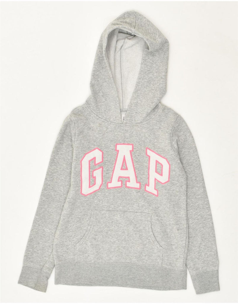 GAP Girls Graphic Hoodie Jumper 8-9 Years Medium Grey Cotton | Vintage Gap | Thrift | Second-Hand Gap | Used Clothing | Messina Hembry 