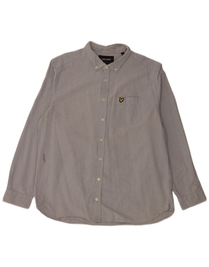 LYLE & SCOTT Mens Shirt 2XL Blue Pinstripe Cotton