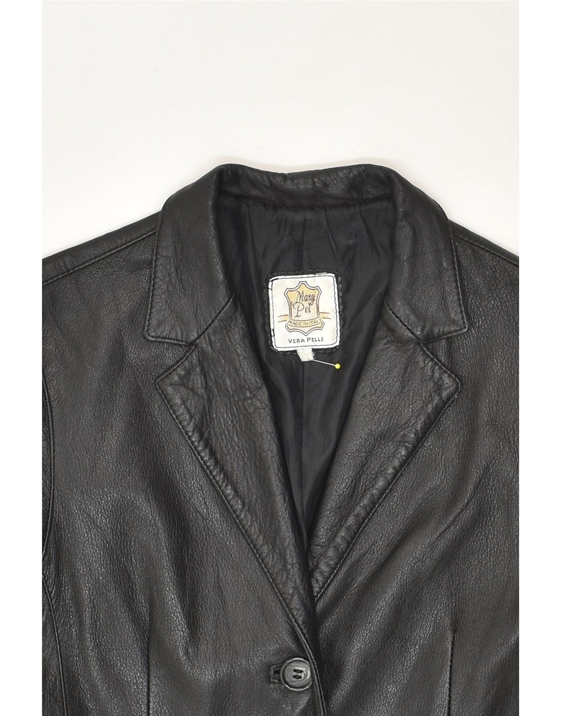 VINTAGE Womens Leather Jacket IT 42 Medium Black Leather | Vintage Vintage | Thrift | Second-Hand Vintage | Used Clothing | Messina Hembry 