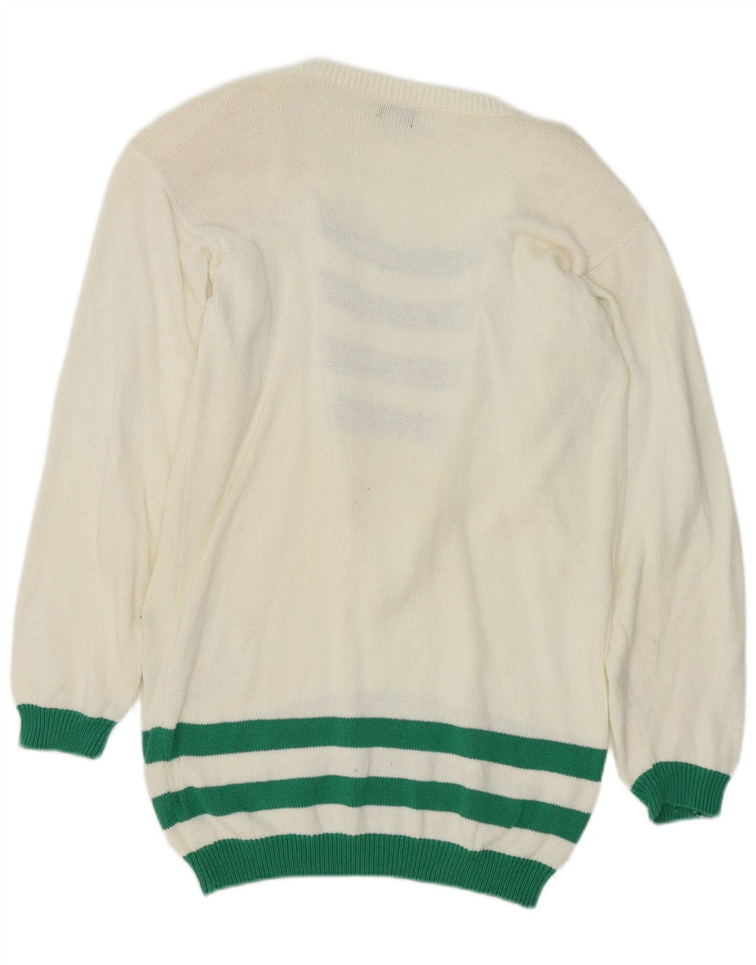 Vintage Womens Graphic Boat Neck Jumper Sweater EU 38 Medium White Striped