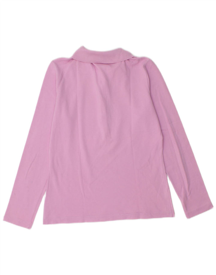 Lacoste Womens Long Sleeve Polo Shirt Size 40 Medium Pink Cotton
