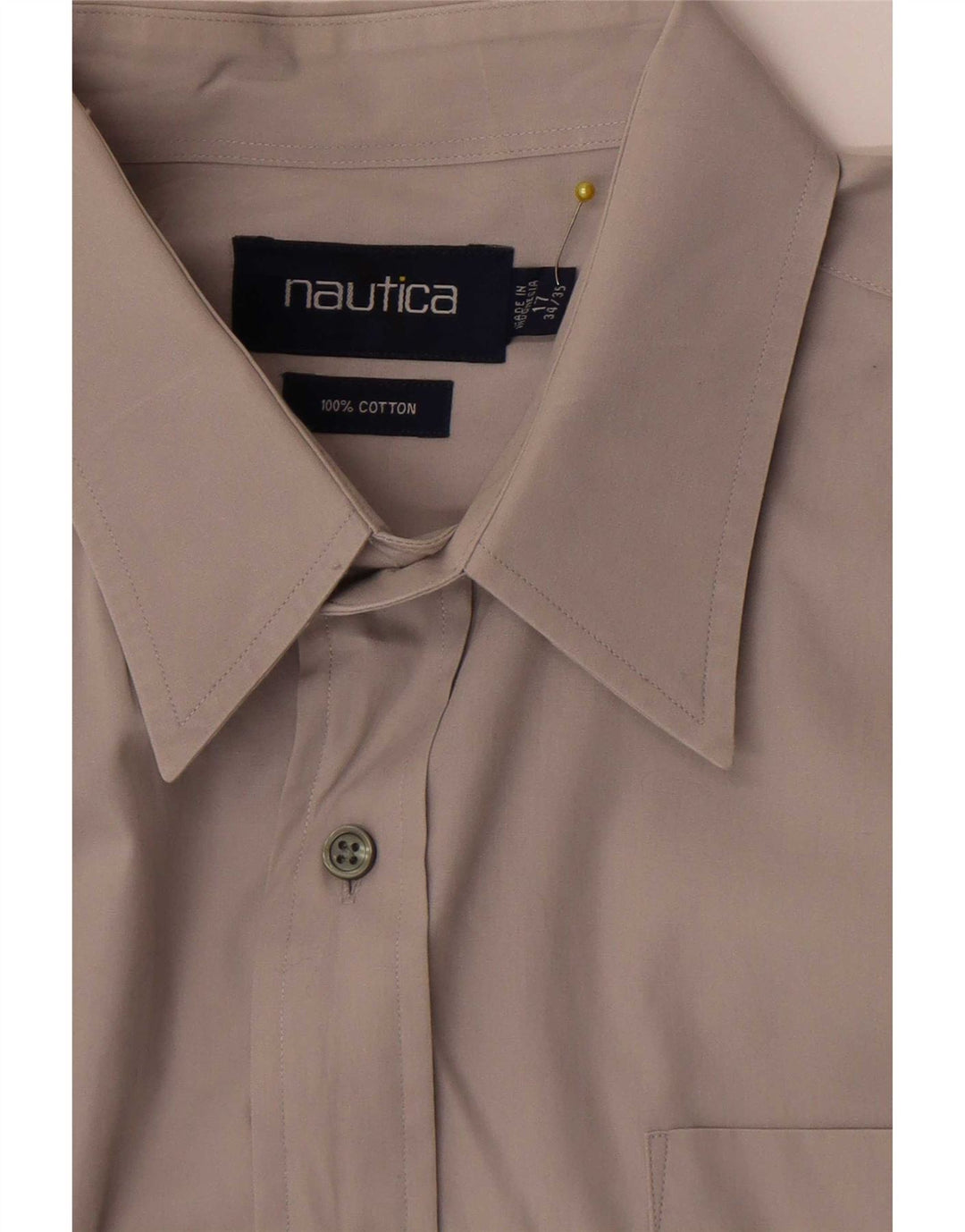 Nautica Mens Shirt Size 17 XL Grey Cotton
