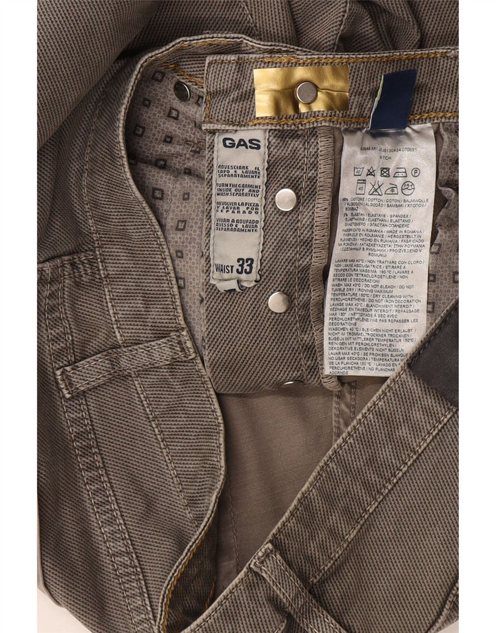 Gas Mens Slim Casual Trousers W33 L34 Grey Cotton