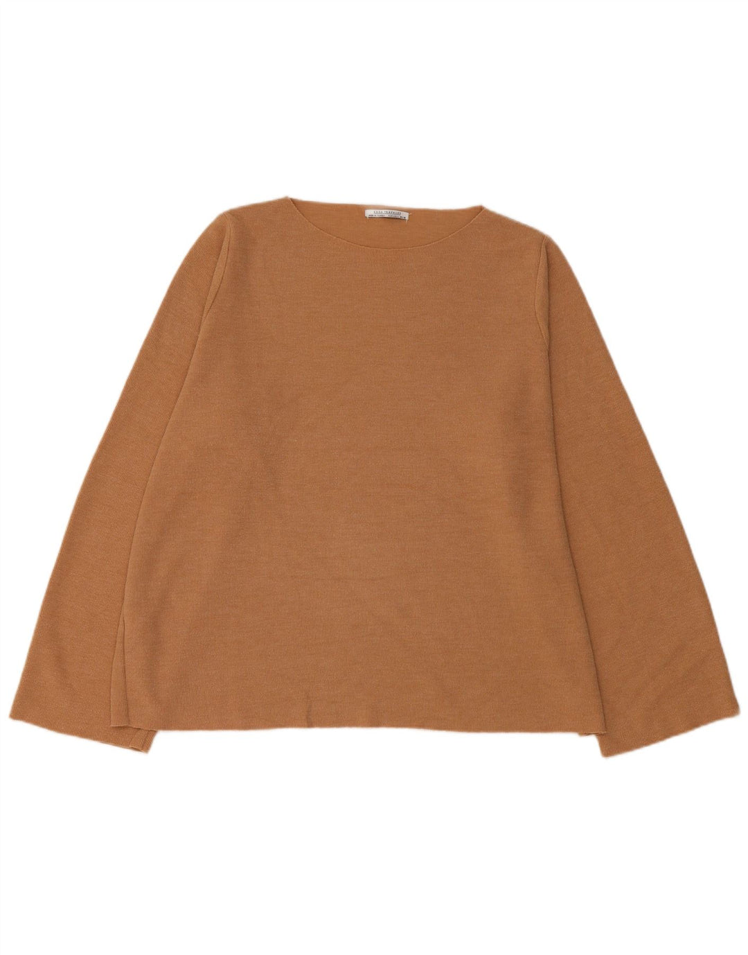 Zara Womens Oversized Top Long Sleeve UK 16 Large Brown Cotton