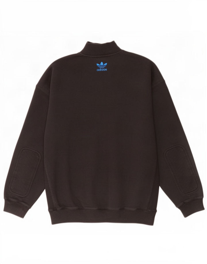 Adidas Mens Zip Neck Sweatshirt Jumper Large Black Cotton