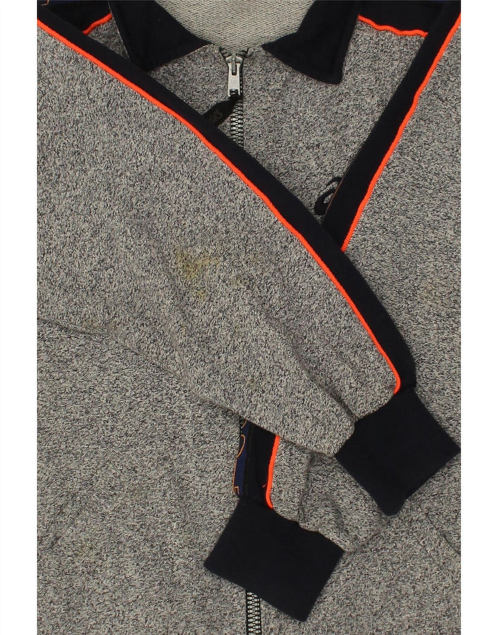 ASICS Boys Graphic Tracksuit Top Jacket 9-10 Years Grey Flecked Cotton Vintage Asics and Second-Hand Asics from Messina Hembry 